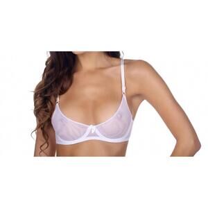 NEW TIMPA LINGERIE mesh underwire demi bra in white